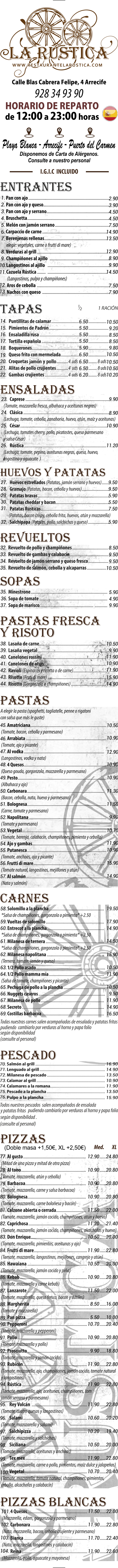 Carta de LA RUSTICA