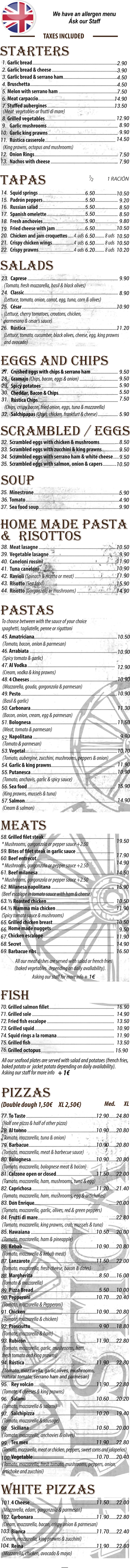 Carta de LA RUSTICA