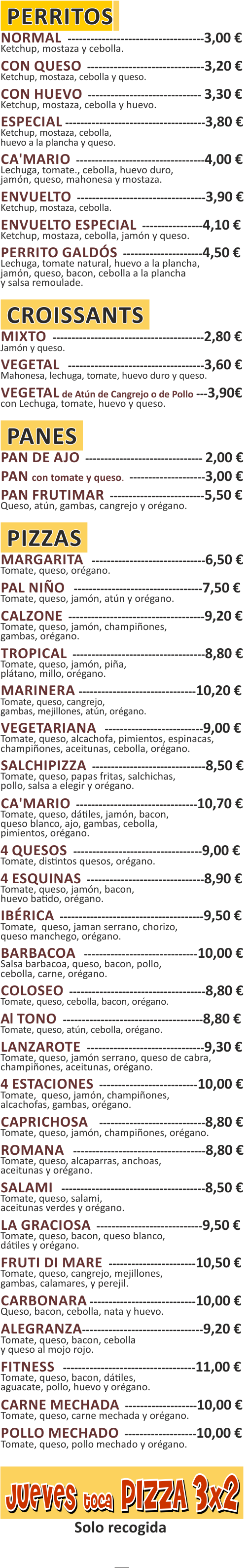 Carta de CA`MARIO - Arrecife