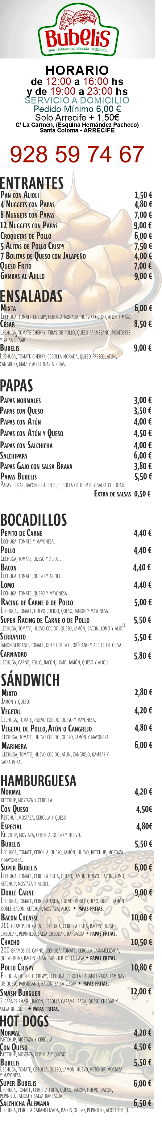 Carta de BUBELIS - Arrecife